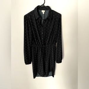 Black and white dot collared dress